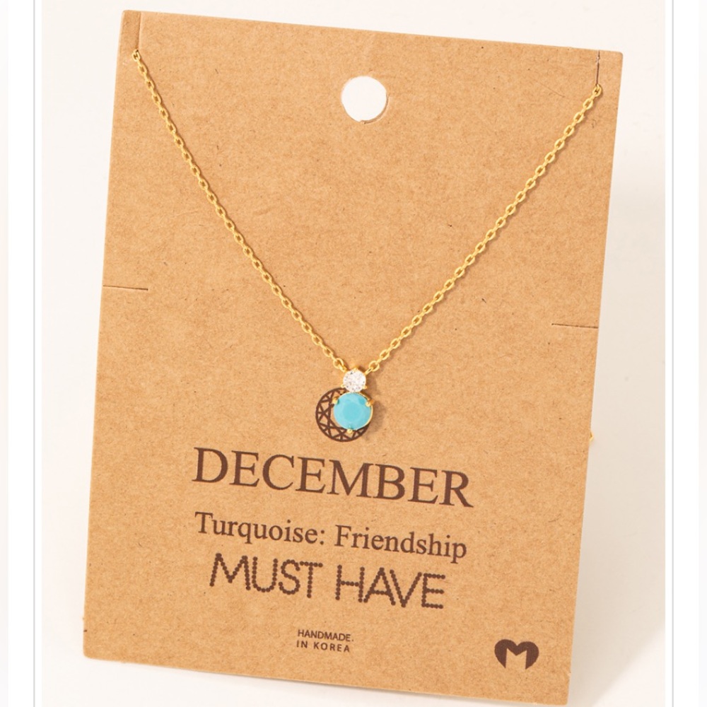 🆕 December Turquoise Birthstone Gem Pendant Necklace